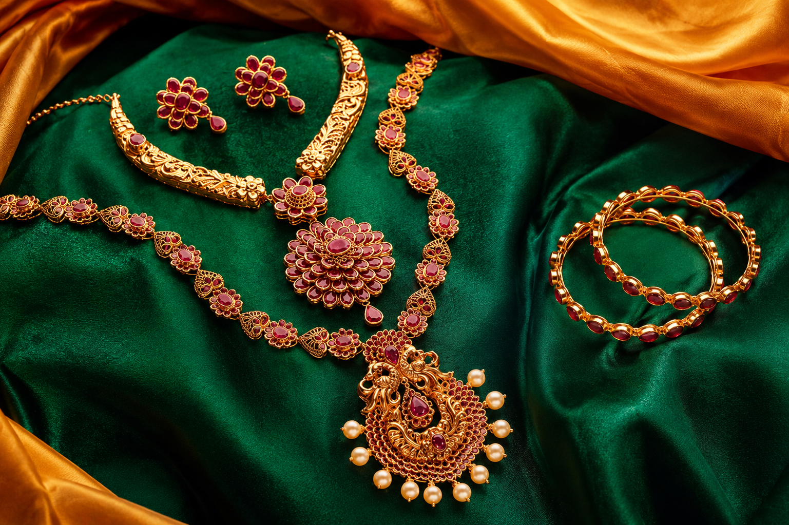 Premium gold jewellery collection at Shanthi Jewellers Krishnagiri