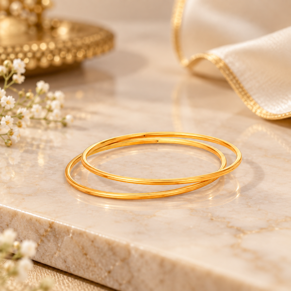 Aurelia Classic Twin-Line Gold Bangles