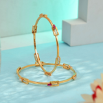 bangles110626 Aurelia Geometric Pink Stone Gold Bangle Pair