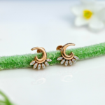 ear110626 Celestia Crescent Bloom Gold Earrings