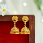 ear12 Meenakshi Heritage Ruby & Emerald Gold Jhumkas