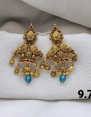 Vaidika Peacock Temple Gold Jhumkas