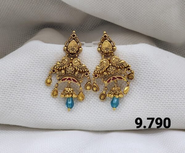 Vaidika Peacock Temple Gold Jhumkas