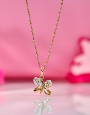 Aurelia Butterfly Diamond-Style Gold Pendant