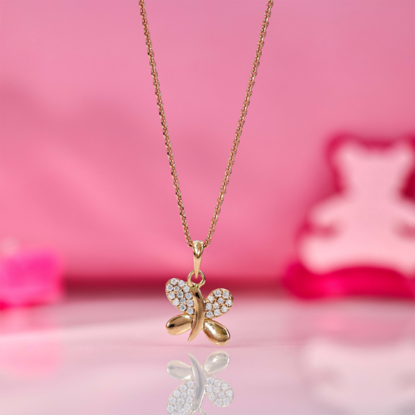 Aurelia Butterfly Diamond-Style Gold Pendant